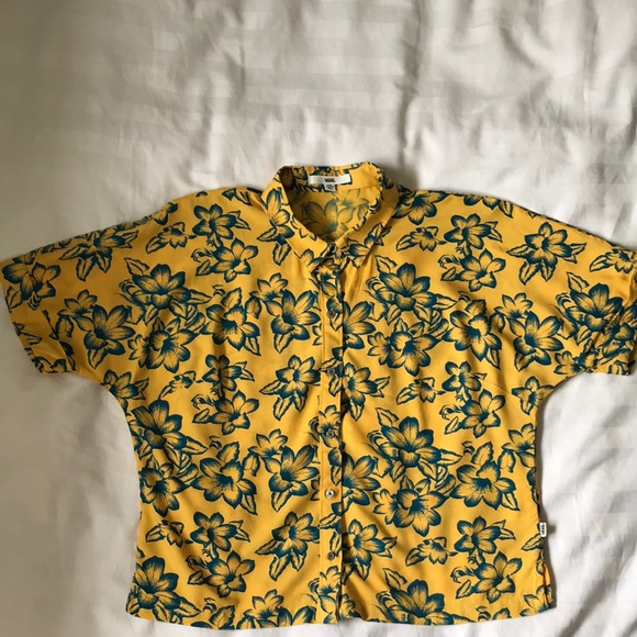 Vans goldenrod/teal roomy cropped Hawaiian shirt - Picture 1 of 5